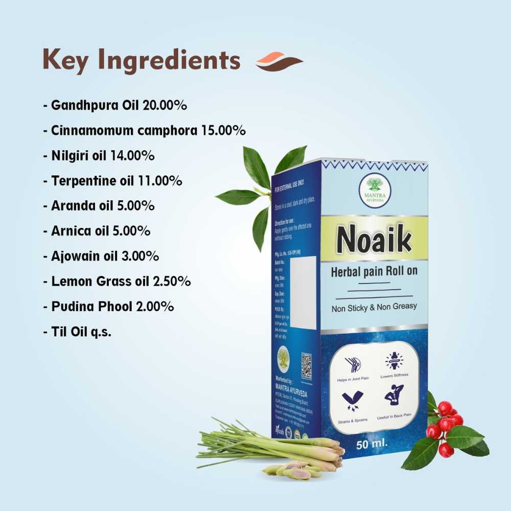 Mantra Ayurveda - Noaik Herbal Pain Roll-On (50 ml) - Image 6